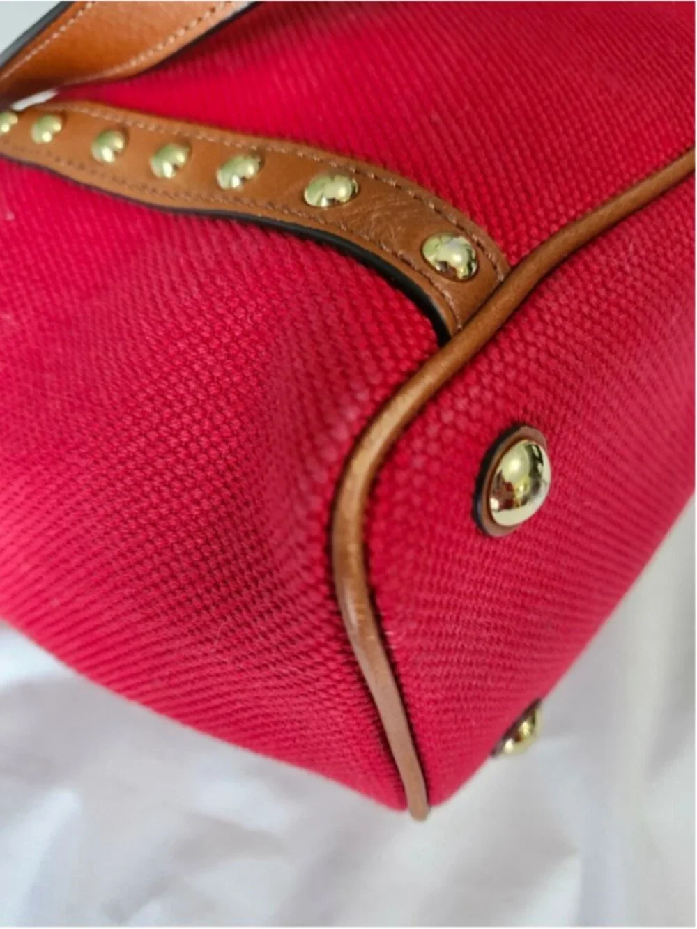 Michael Kors Red Canvas and Leather Tote Bag